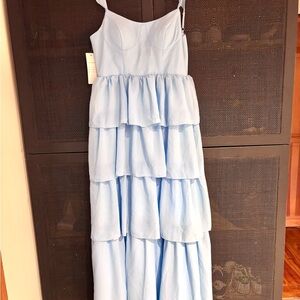 Light Blue Tiered Formal Dress